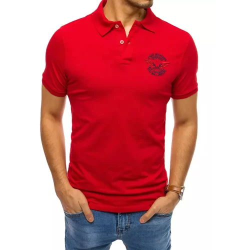 DStreet Red men's polo shirt with embroidery PX0469
