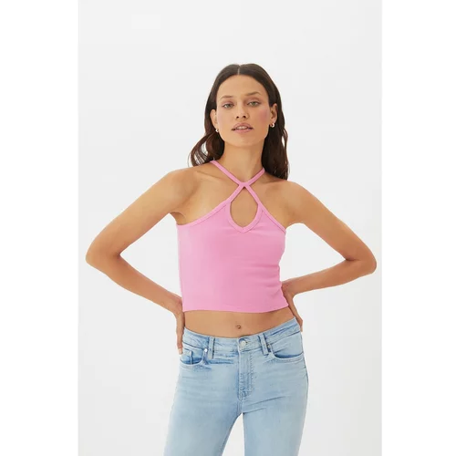 Trendyol Pink Ribbed Knitted Blouse