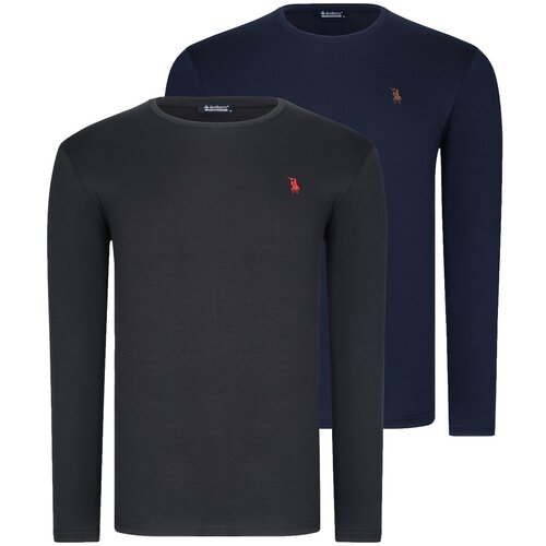 Dewberry DUAL SET T8588 ROUND COLLAR MEN&amp;#039;S SWEATSHIRT-BLACK-LACİVERT Slike