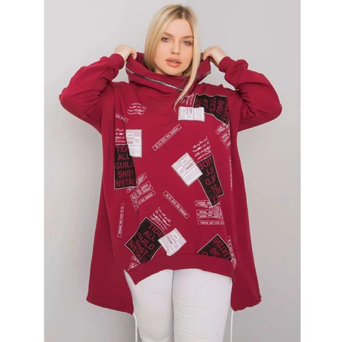 Fashion Hunters Chestnut sweatshirt of larger size with printing and application