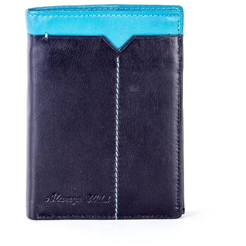 Fashion Hunters Black leather wallet with a blue insert