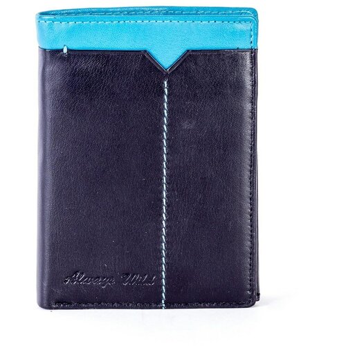 Fashion Hunters Crni kožni novčanik sa plavim umetkom Cene