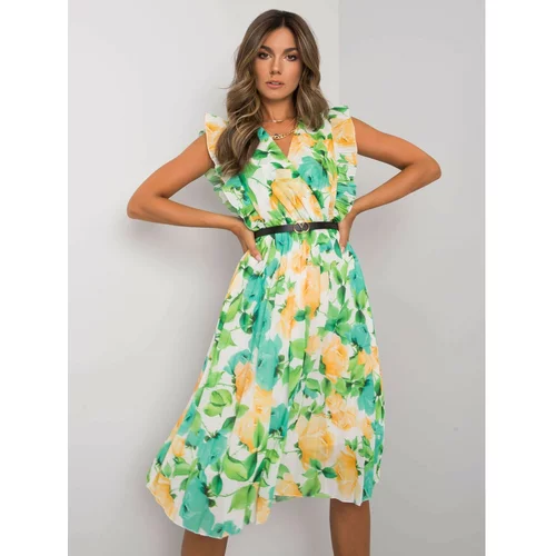 Fashion Hunters White and green pleated dress