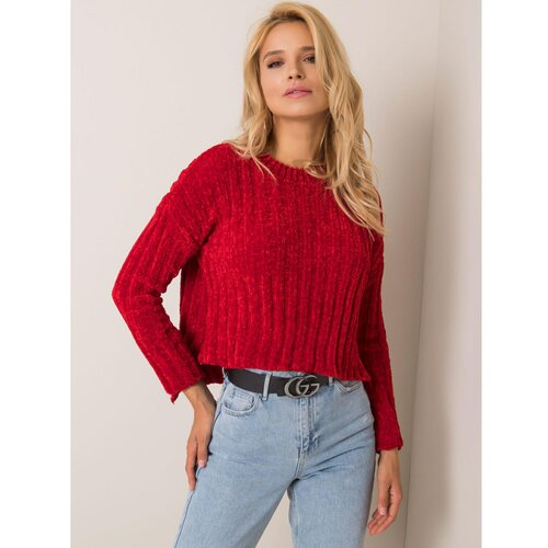 Fashion Hunters RUE PARIS Tamnocrveni džemper s dužim leđima Slike