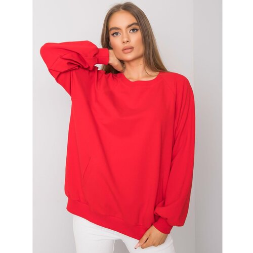 Fashion Hunters RUE PARIS Red cotton sweatshirt without a hood Slike