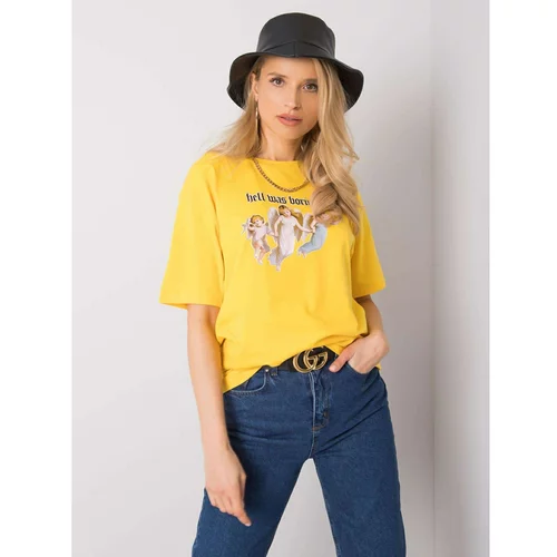 Fashion Hunters Yellow t-shirt with Jasmine RUE PARIS print