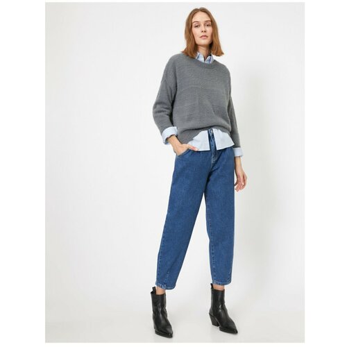 Koton Women's Blue Pocket Detailed Jean Trousers Slike