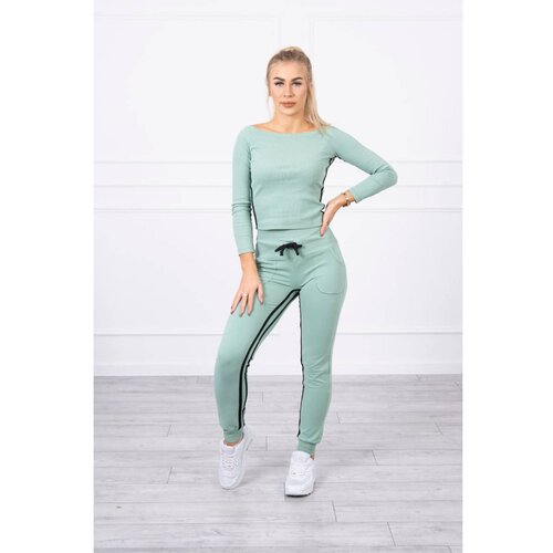 Kesi Set with a double stripe dark mint Slike