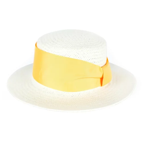 Art of Polo Wide Stripe Hat Ecru-Yellow