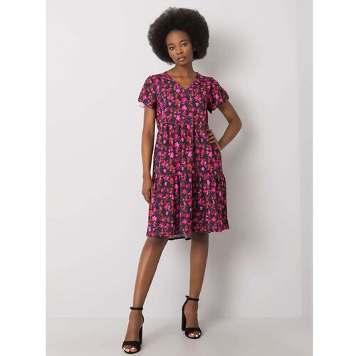 Fashion Hunters RUE PARIS Pink dress with prints and a frill Slike