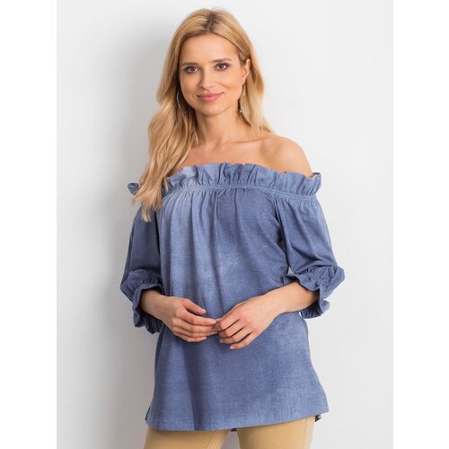 Fashion Hunters Blue Spanish blouse with ruffles Slike
