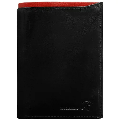 Fashion Hunters Black leather wallet for a man with a red trim