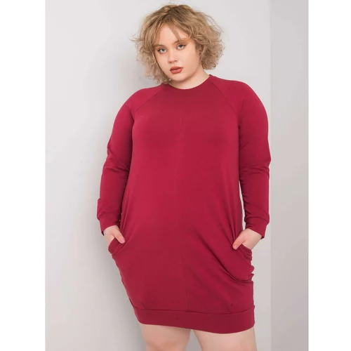 Fashion Hunters Larger size chestnut dress with long sleeves