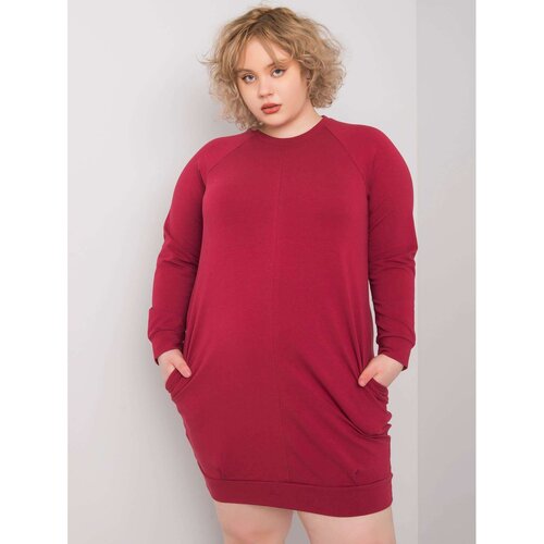 Fashion Hunters Larger size chestnut dress with long sleeves Slike