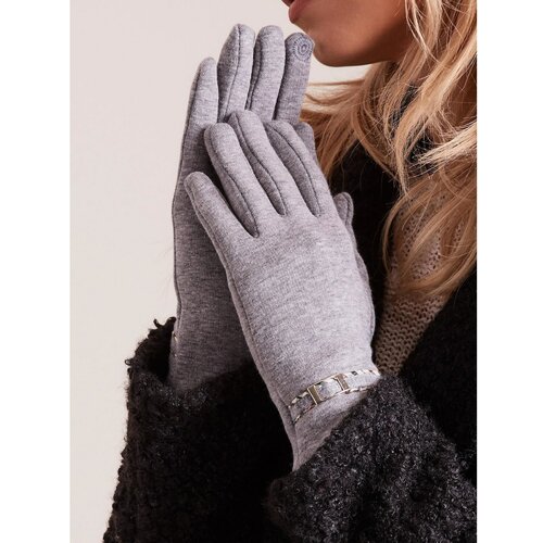 Fashion Hunters Women´s gloves with a gray buckle Slike