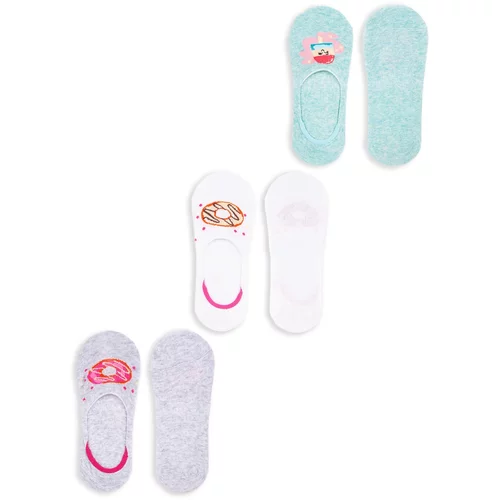 Yoclub Kids's Girls' Ankle No Show Boat Socks Patterns 3-pack SKB-44/3PAK/GIR/001