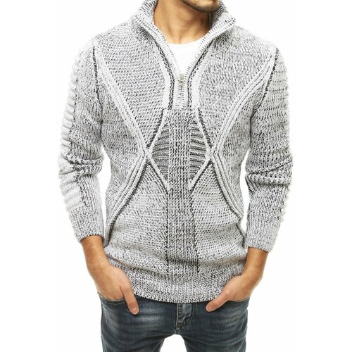 DStreet Muški džemper od bijele vune WX1657 siva Slike