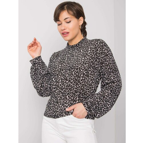 Fashionhunters RUE PARIS Black women's blouse with patterns Cene