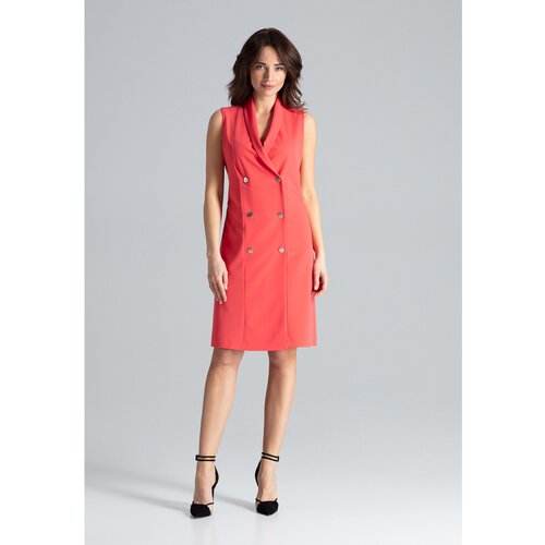 Lenitif Ženska haljina L044 Koraljno smeđa | krema | Crveno Slike