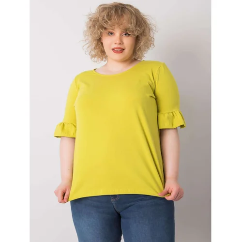 Fashion Hunters Plus size light green blouse with ruffles on Yarela sleeves