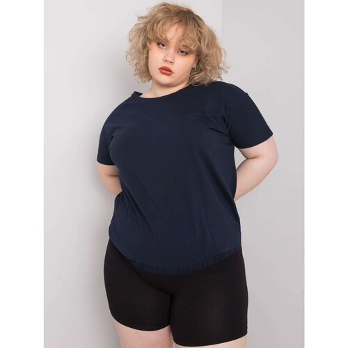 Fashion Hunters Dark blue cotton blouse plus size Slike