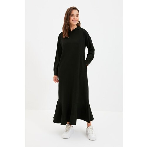 Trendyol Black Hooded Knitted Dress Slike