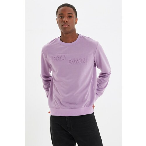 Trendyol Lilac Men Regular Fit Crew Neck Long Sleeve Printed Sweatshirt Slike