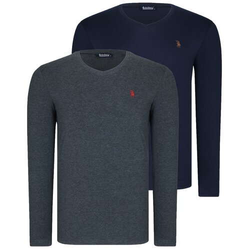 Dewberry DUAL SET T8587 V COLLAR MEN'S SWEATSHIRT-ANTHRACITIS-LACİVERT Cijene
