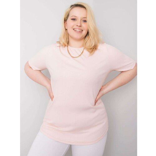 Fashion Hunters Light pink plus size striped blouse Slike