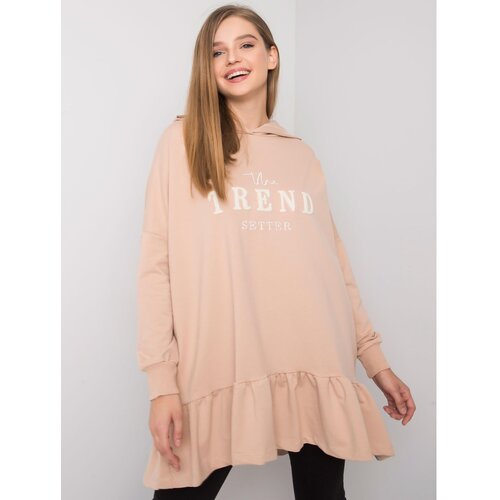 Fashion Hunters Beige tunic sweatshirt with ruffles Slike
