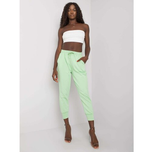 Fashion Hunters Light green women's cotton pants Slike