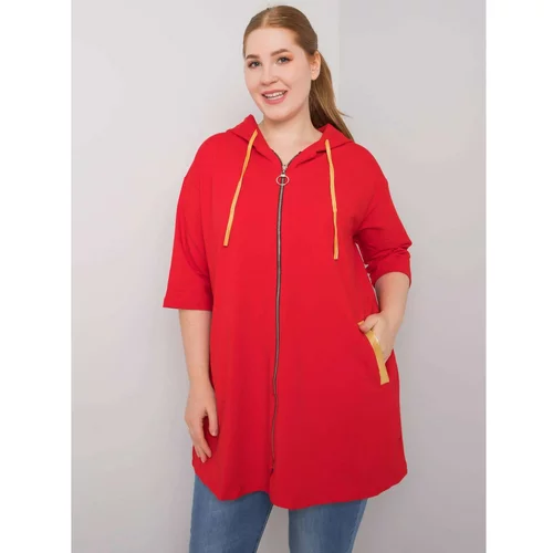 Fashionhunters Women's red plus size sweatshirt with zip fastening