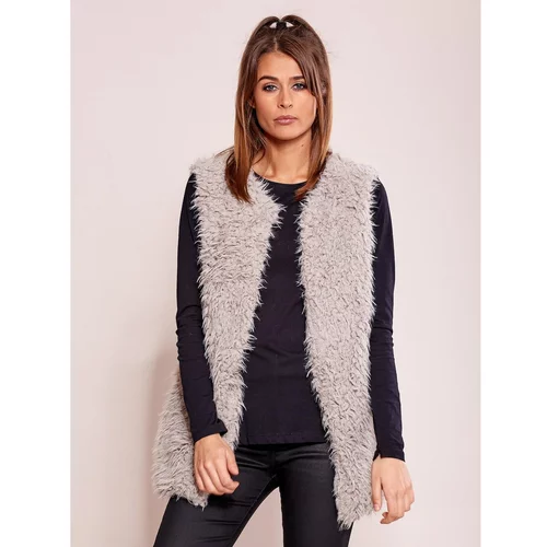 Fashion Hunters Gray fur vest for women