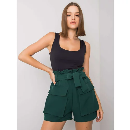 Fashion Hunters Women's dark green shorts with a belt