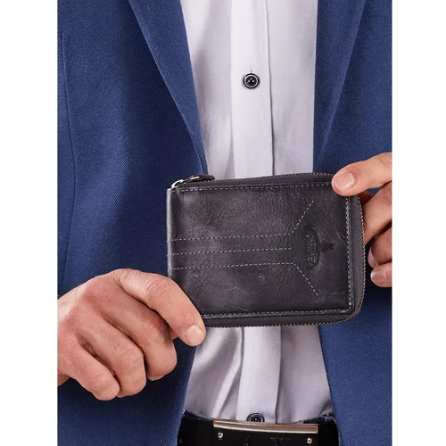 Fashion Hunters Dark blue men's wallet with a zipper