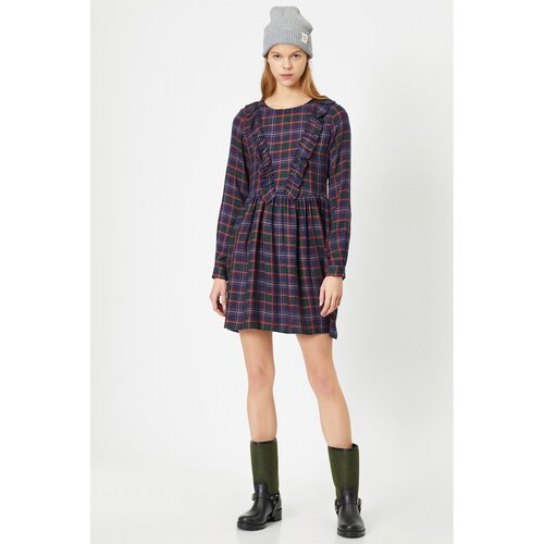 Koton Women&amp;#039;s Navy Blue Plaid Dress Slike