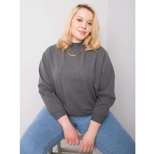 Fashion Hunters Dark gray melange sweatshirt plus size basic Slike