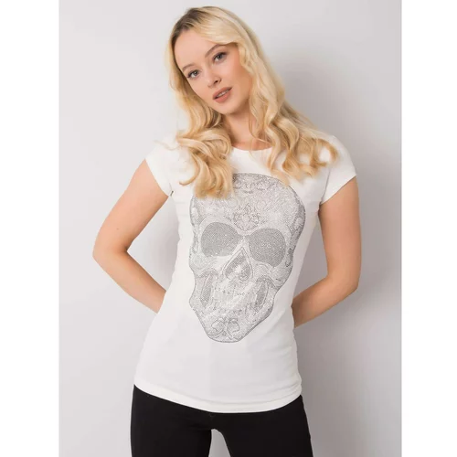 Fashion Hunters Women's Ecru t-shirt with a skull