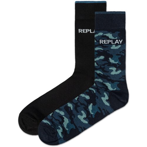 Replay Ponožky Casual Leg Logo &amp; Camouflage 2Prs Banderole - Black/Camouflage Cene