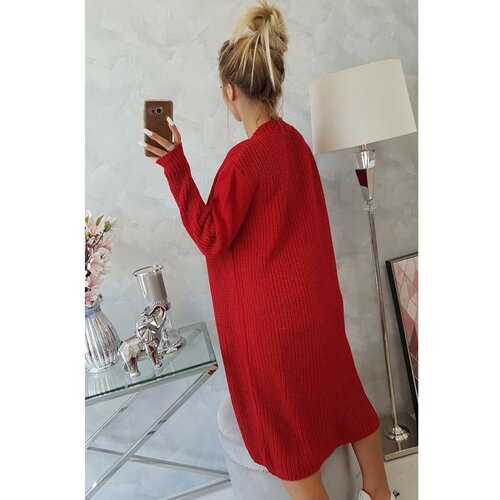 Kesi Ženski dugi crveni džemper | plava | bijela Slike