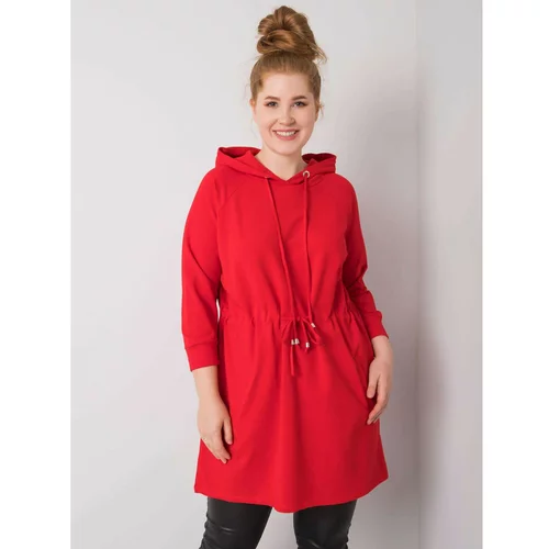Fashion Hunters Long red hoodie with a larger size