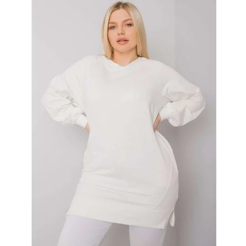 Fashion Hunters Women's cotton sweatshirt Ecru plus size