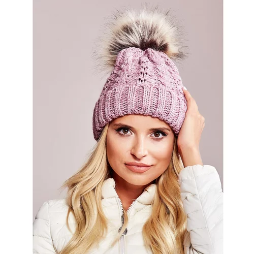 Fashion Hunters Cap with cable stitch pink