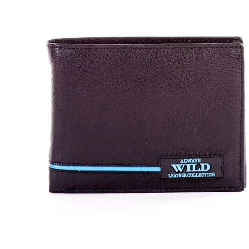 Fashionhunters Black leather wallet with blue inserts