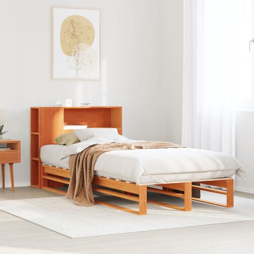 VidaXL Krevet s regalom za knjige bez madraca 90 x 200 cm masivno drvo Slike