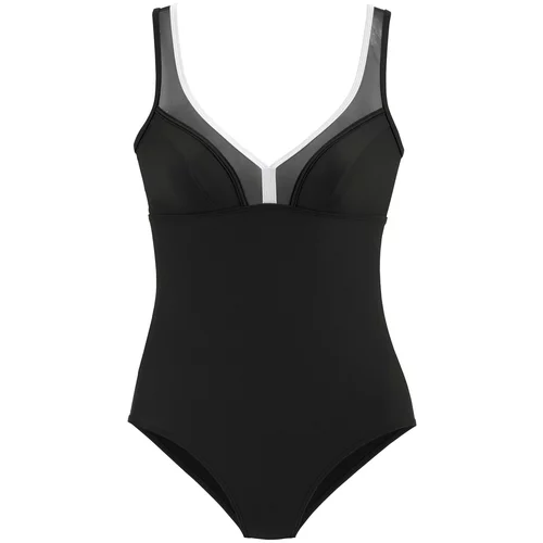 Lascana Jednodijelni kupaći kostim crna / bijela