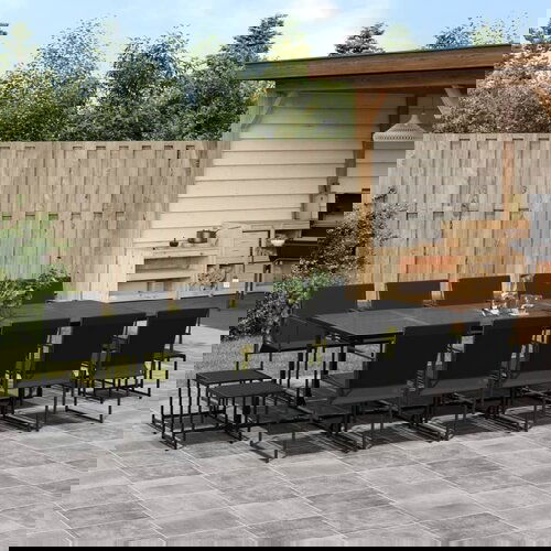  The Living Store Vrtna jedilna garnitura 15-delna črn tekstilen - Vrtna Jedilna Garnitura, (21478369) Cene