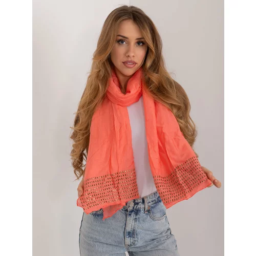 Fashion Hunters Coral viscose scarf with appliqués