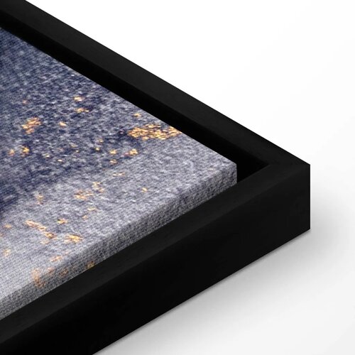  Slika - Marble and navy blue &amp;ndash; abstract textured pattern inspired by the starry sky 90x60 U crnom drvenom okviru Slike