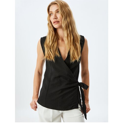 Koton Viscose Sleeveless Double Breasted Blouse with Side Tie Detail Cene